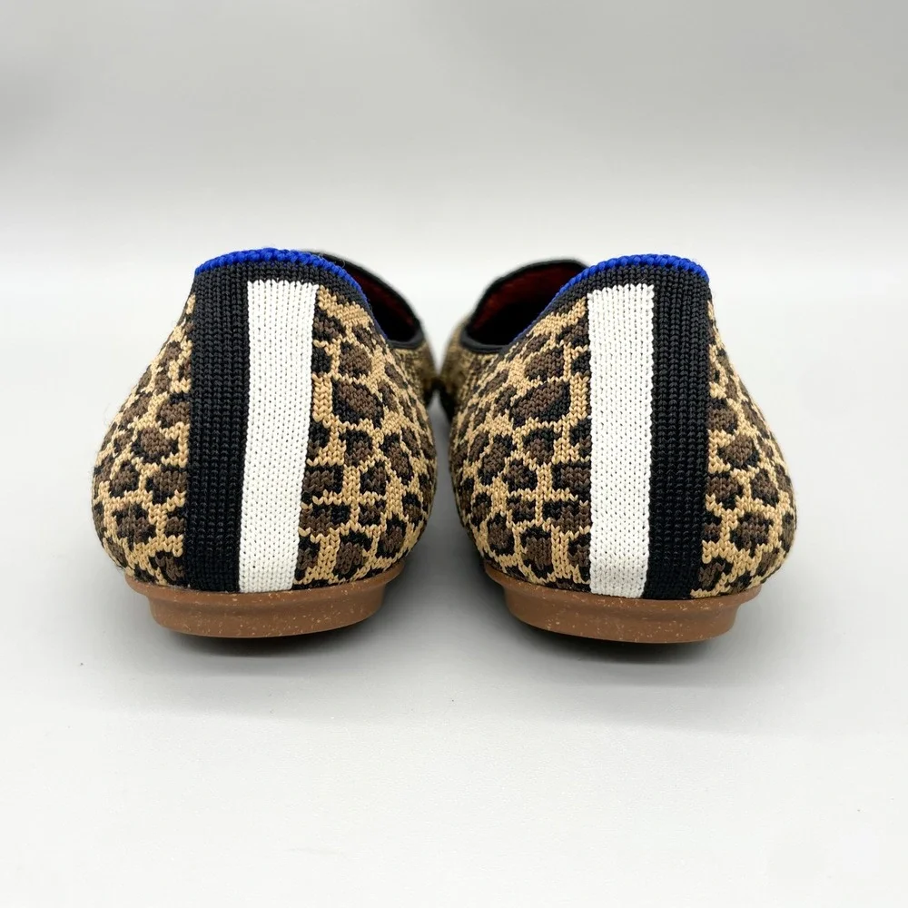 Rothys The Loafer Little Cat Womens 8 Leopard Print Knit Flats Slip On Preppy